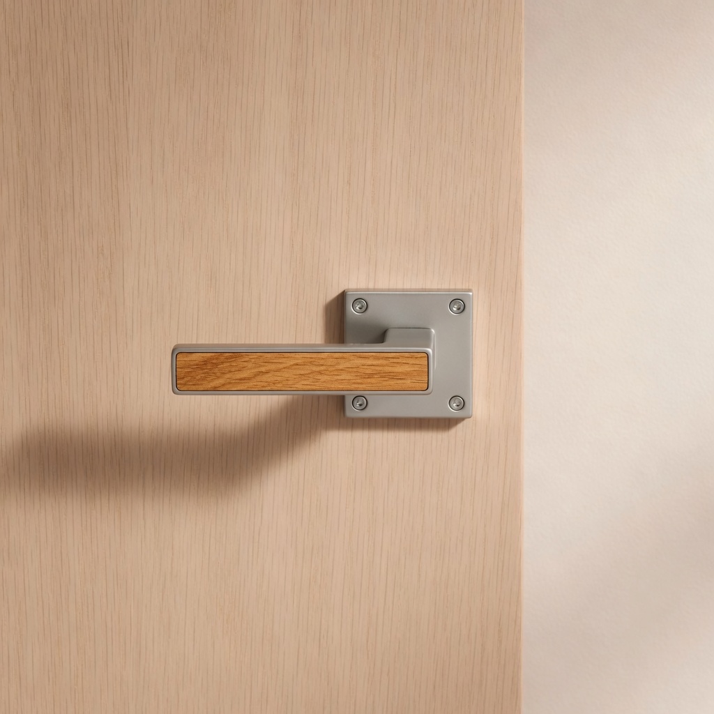 Gelin, a metal lever with a wood-grain inlay.